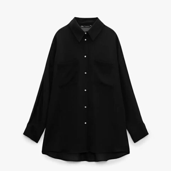 ZARA OVERSIZED RHINESTONE BUTTON SHIRT - Picture 4 of 5
